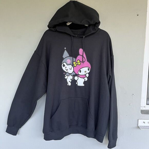 Sanrio Tops - Sanrio My Melody Kuromi Hoodie Sweatshirt XL Black Kangaroo Pocket Oversize Y2K